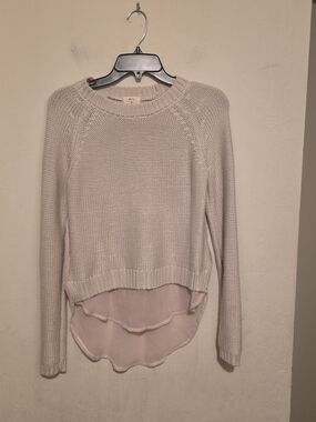 Pins and Needles Beige Knit Pullover Sweater Crew Neck sheer back small